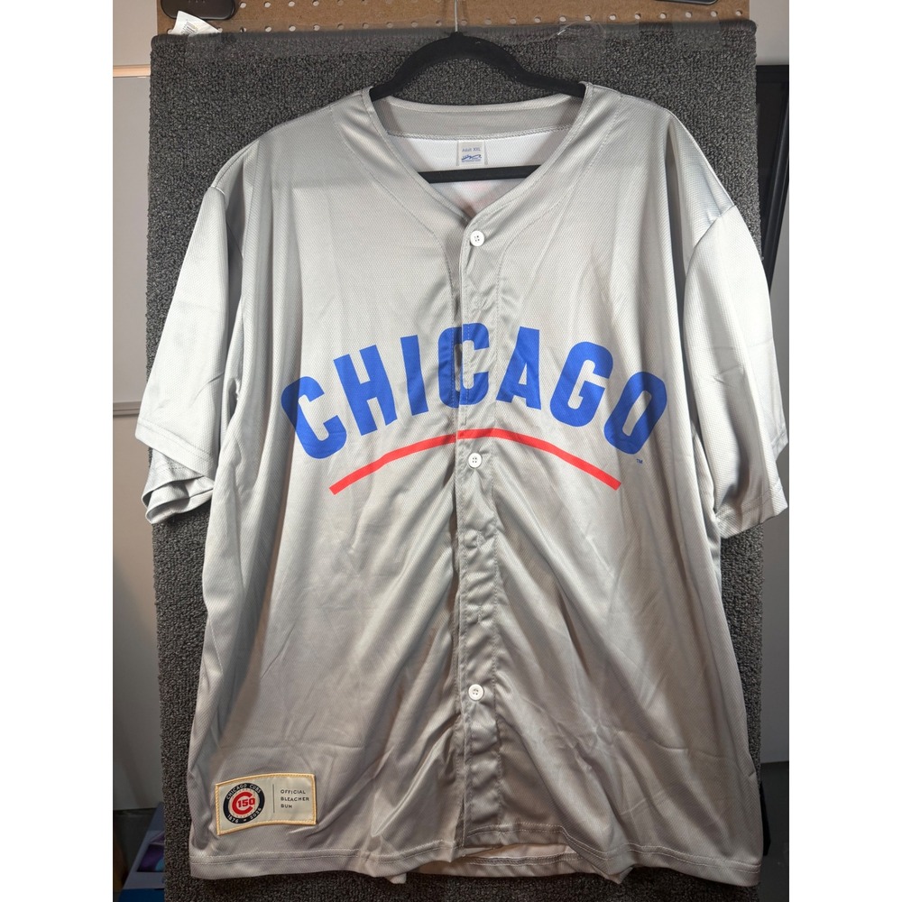 BWM Global Chicago Cubs Jersey Mens XXL Grey Official Bleacher Bum Budweiser